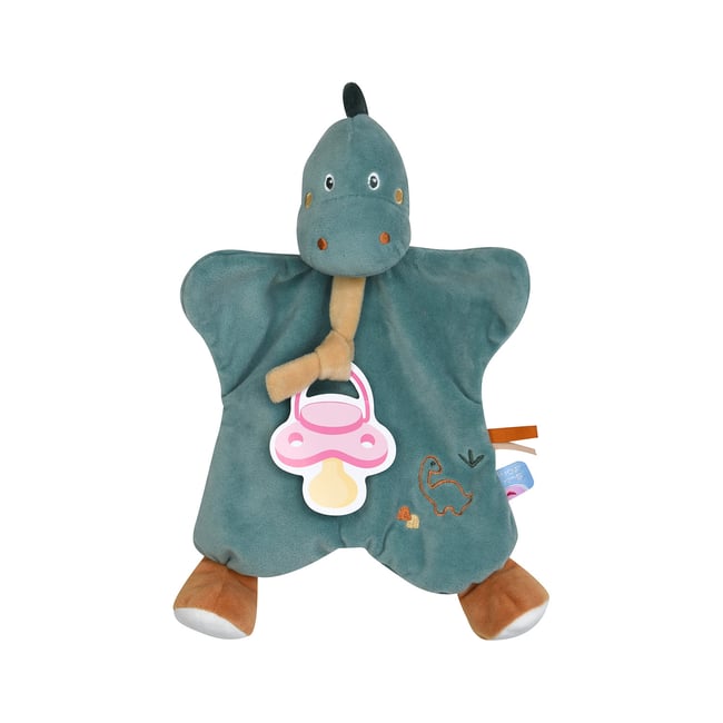 Doumou tetinou dinosaure velours doux vert <span itemprop=