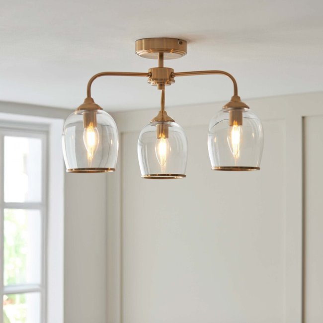 Ashbee 3-Light Semi-Flush Ceiling Light, brass, ÉDITÉ