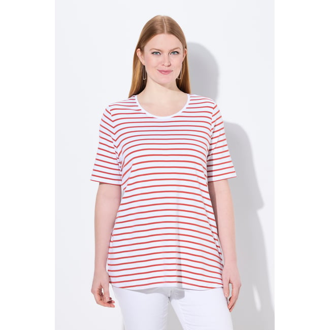 T-shirt rayé en coton Pima. Décolleté rond - ULLA POPKEN