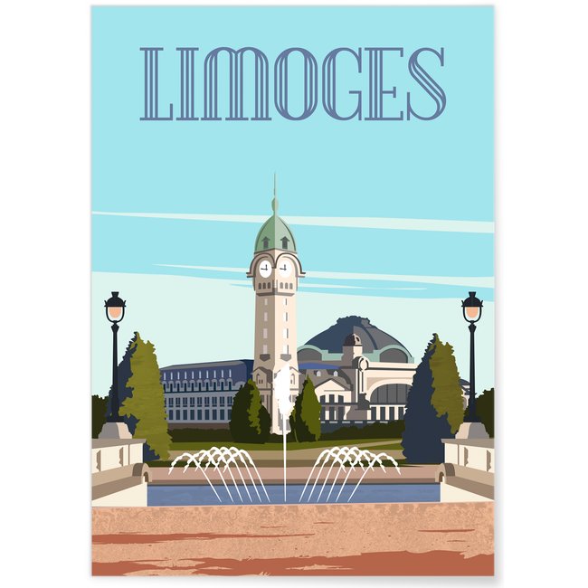 Affiche ville Limoges 3 Couleur blanc <span itemprop=