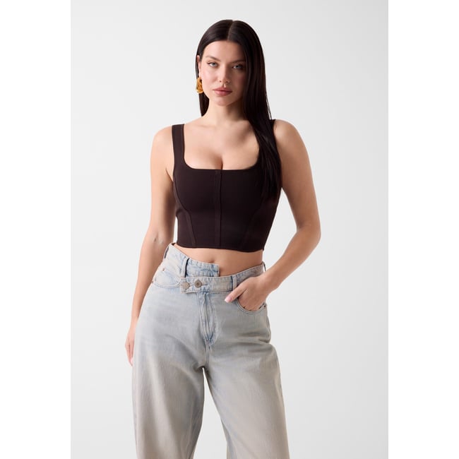 Corset Tricoté marron foncé <span itemprop=