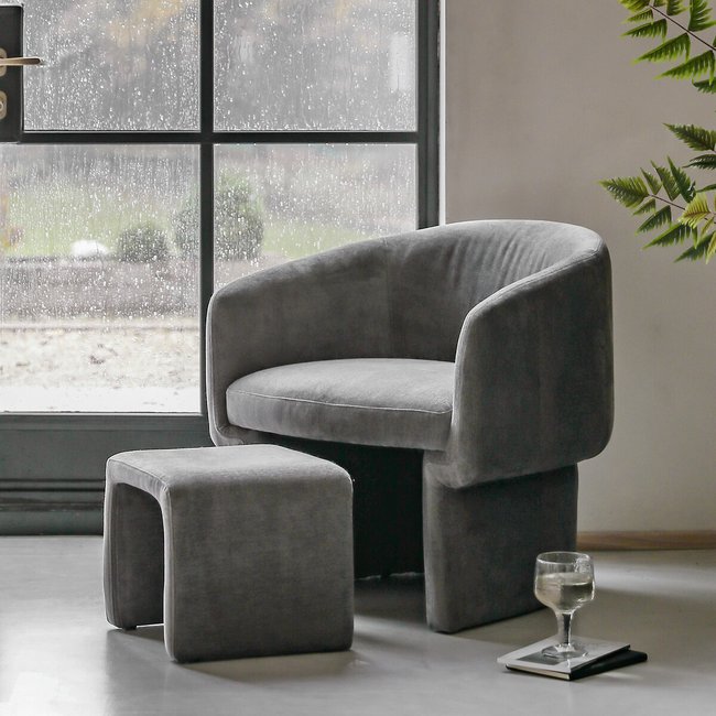 Elfin Soft Brushed Tub Chair and Footstool, blue, SO'HOME