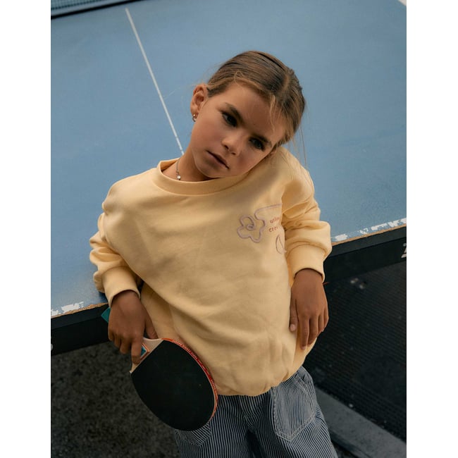 Sweat en coton avec imprimé Creativity jaune <span itemprop=