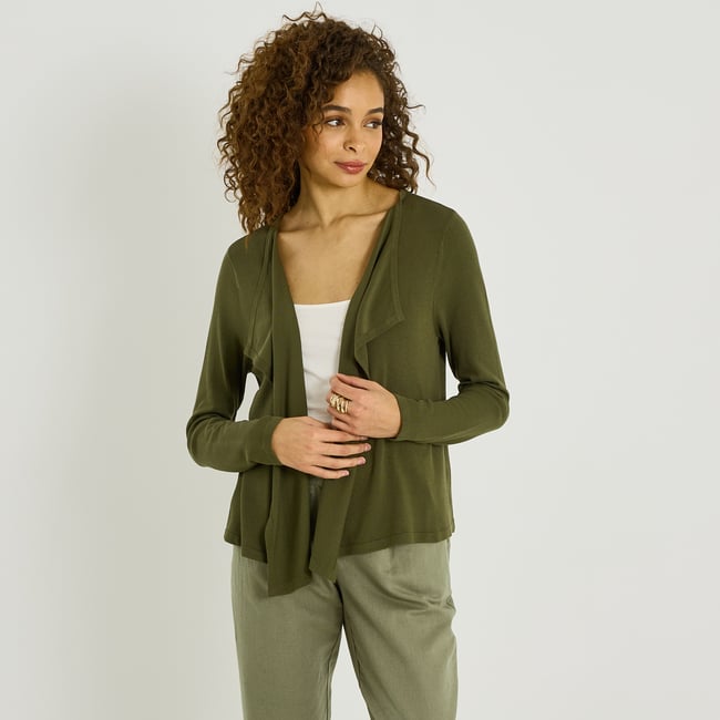 Gilet mi-long waterfall vert kaki <span itemprop=