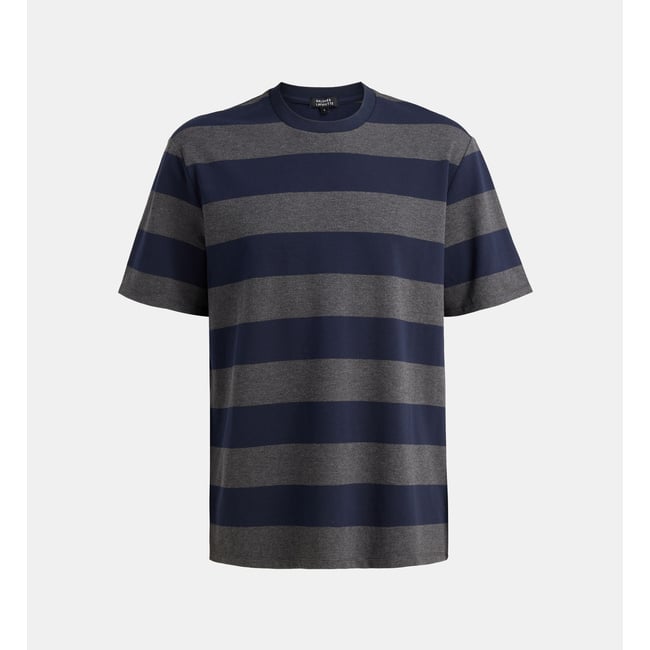 T-shirt droit tibbray coton piqué bleu et gris <span itemprop=