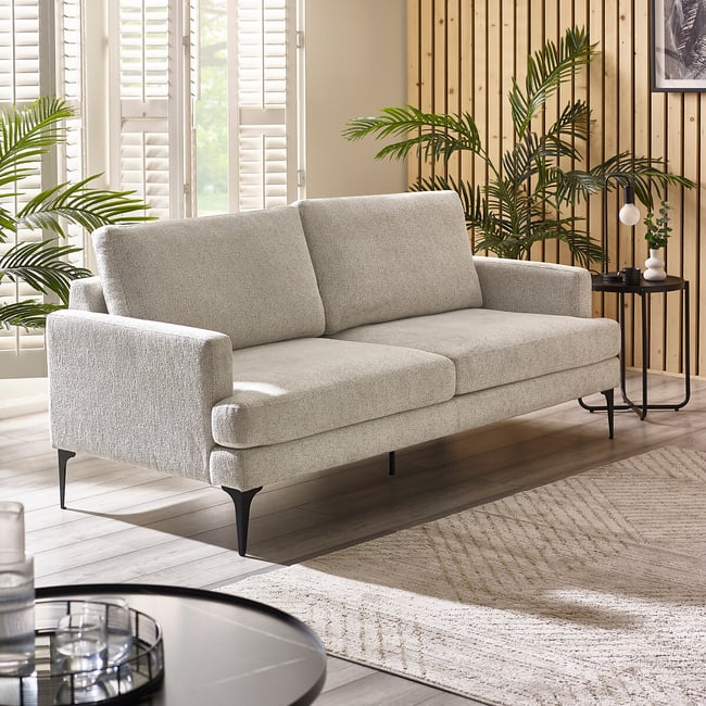 Cestia Chenille Upholstered 3 Seater Sofa, oyster, SO'HOME