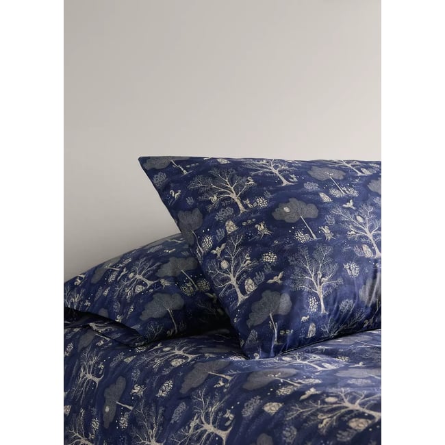 Deux taies d’oreiller imprimé floral 50 x 75 cm bleu <span itemprop=