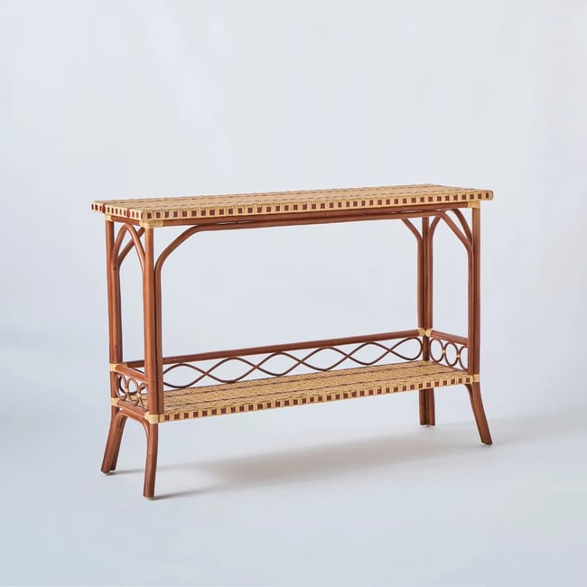 Console en rotin tressé BAGATELLE Couleur marron <span itemprop=