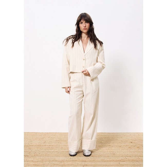 Blazer  en coton ABASSIA beige crème <span itemprop=
