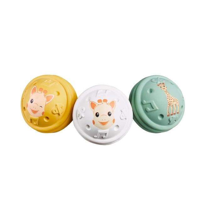 Lot de 3 balles musicales blanc, vert, jaune <span itemprop=