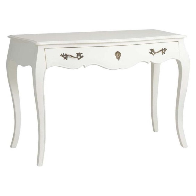 Bureau blanc en MDF et bois bayur Murano Couleur white <span itemprop=