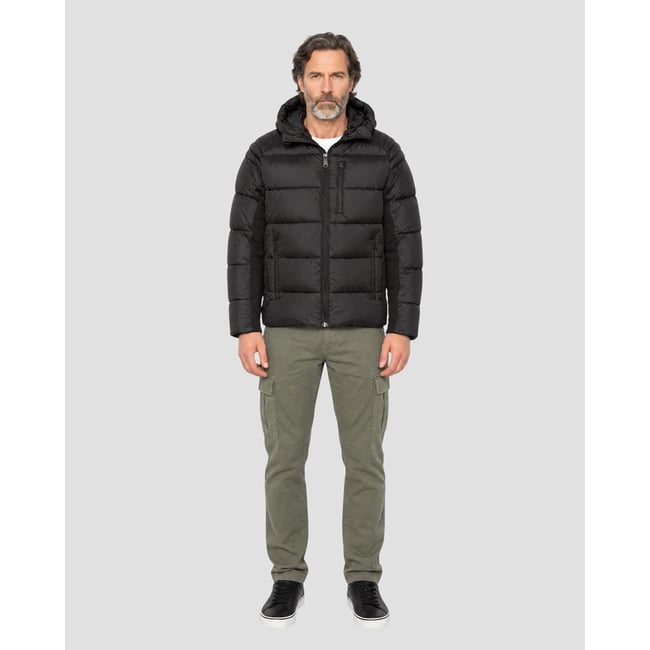 Blouson à capuche bi-matière noir <span itemprop=
