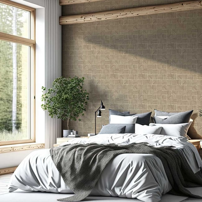 Papier peint, wood pile Couleur marron <span itemprop=