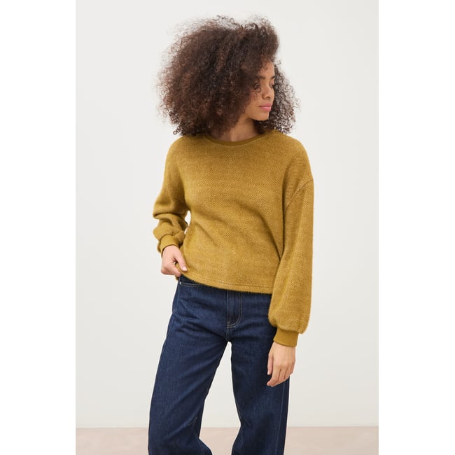 Sweat manches longues camel <span itemprop=