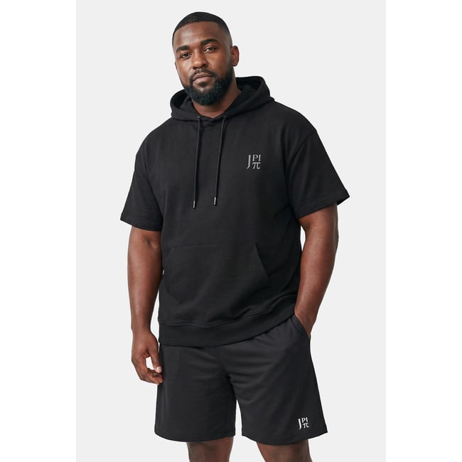 Sweat à capuche, manches courtes, QuickDry noir <span itemprop=