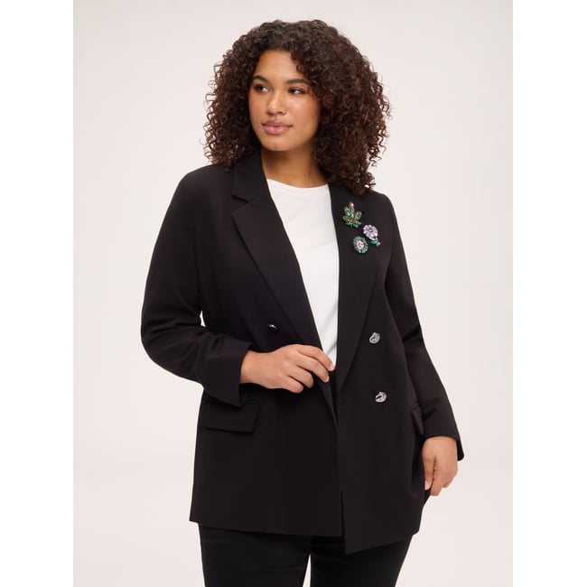 Blazer croisé avec application bijou noir <span itemprop=
