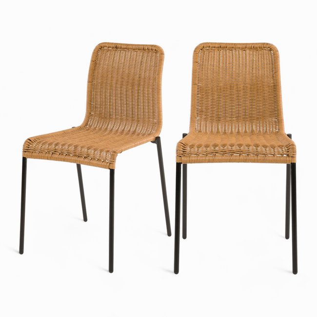Lot de 2 chaises intérieur/extérieur en résine - SIRIVARA Couleur naturel <span itemprop=