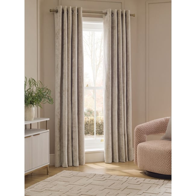 Rideaux en chenille pelucheuse à œillets naturel <span itemprop=