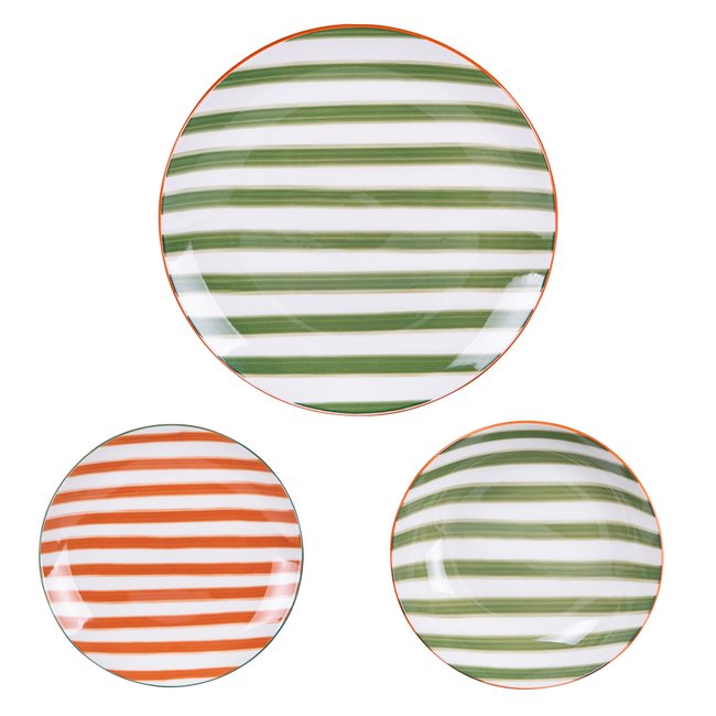 Service d'assiettes 18 pièces Bahia vert et orange Couleur multicolore <span itemprop=