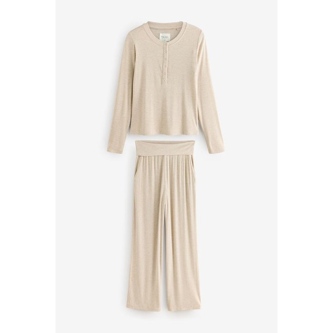 Pyjama côtelé à manches longues oatmeal <span itemprop=