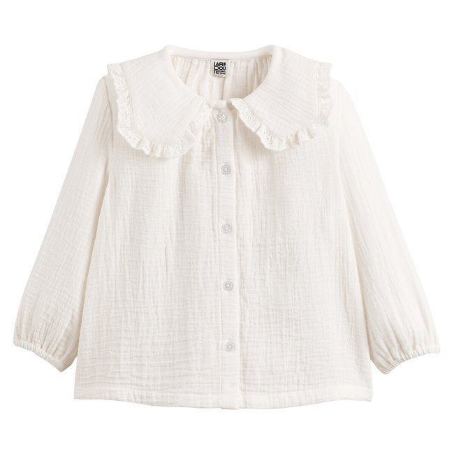 Double Cotton Muslin Blouse with Peter Pan Collar ecru LA REDOUTE COLLECTIONS