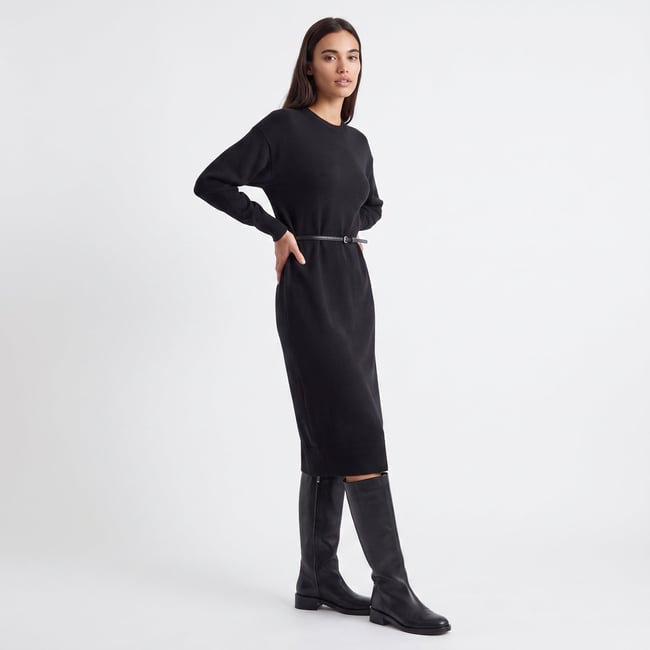 Robe femme midi maille ceinture amovible col rond ARALYS - ARTLOVE
