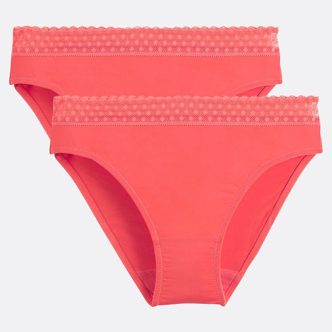 Lot de 2 slips en microfibre, Vikie corail <span itemprop=