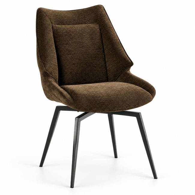 Chaise design tissu microfibre chocolat (lot de 2) IENA Couleur marron <span itemprop=