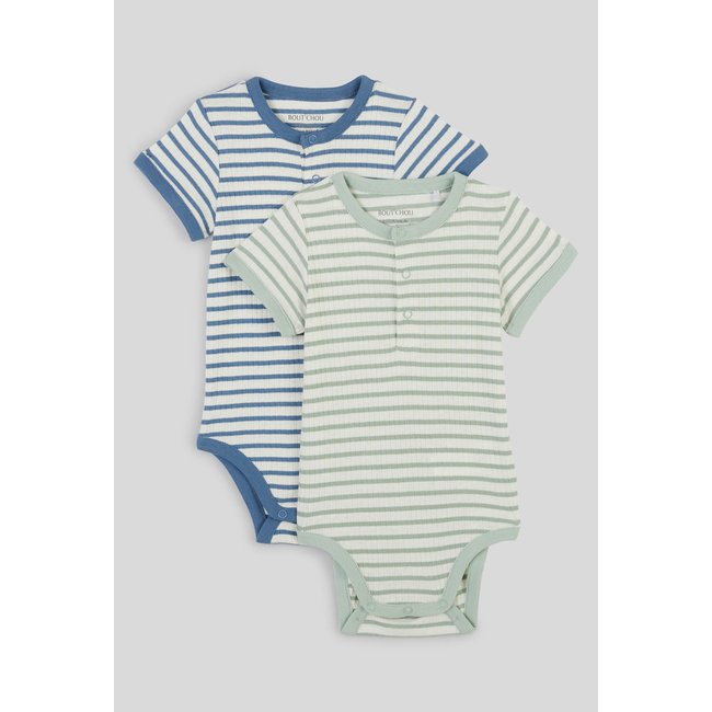 Lot de 2 bodies manches courtes en coton BIO, certifié OEKO-TEX jeans <span itemprop=