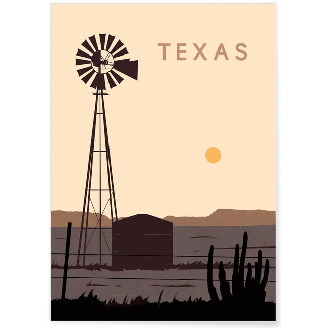 Poster Texas Couleur blanc <span itemprop=