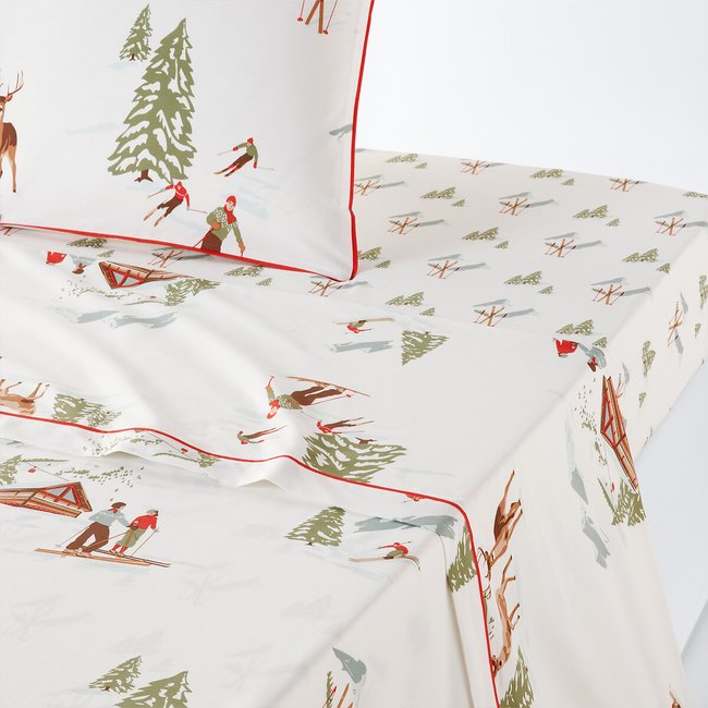 St Moritz Alpine 100% Cotton Percale 200 Thread Count Flat Sheet, printed, LA REDOUTE INTERIEURS