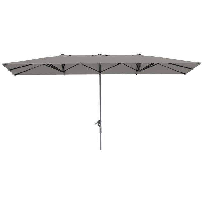Parasol de jardin grande taille dim. 4,51 x 2,64 m manivelle UPF 50+ gris gris <span itemprop=