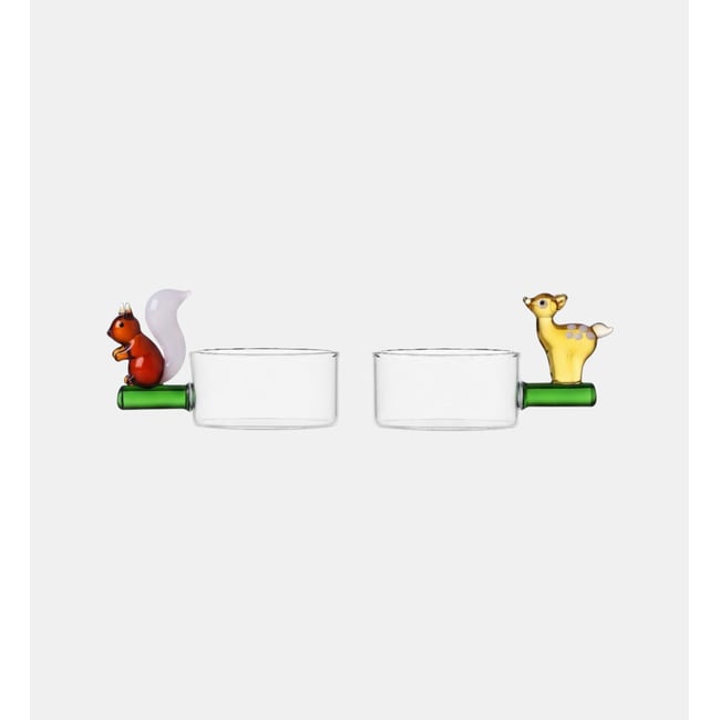 Lot de 2 bougies chauffe-plat écureuil et faon Couleur multicolore <span itemprop=