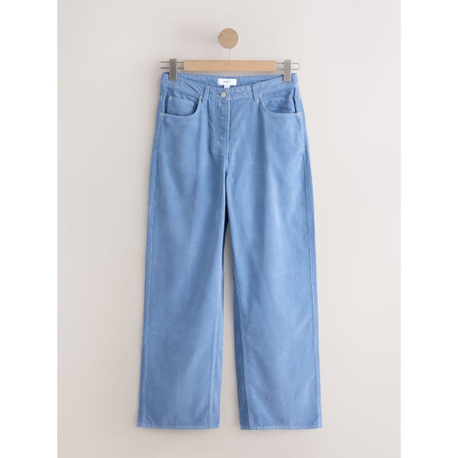 Pantalon large en velours côtelé bleu clair <span itemprop=