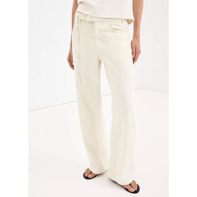 Jean low waist nœud écru <span itemprop=