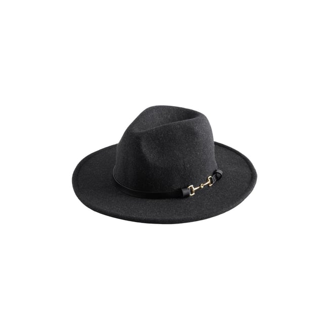 Chapeau fedora avec détail mors noir <span itemprop=