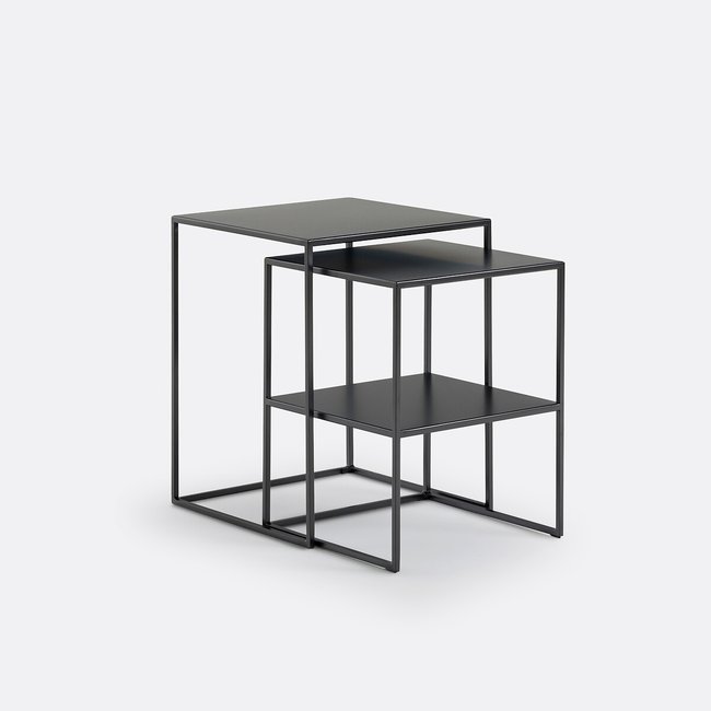 Set van 2 bijzettafels in staal, Hiba <span itemprop=