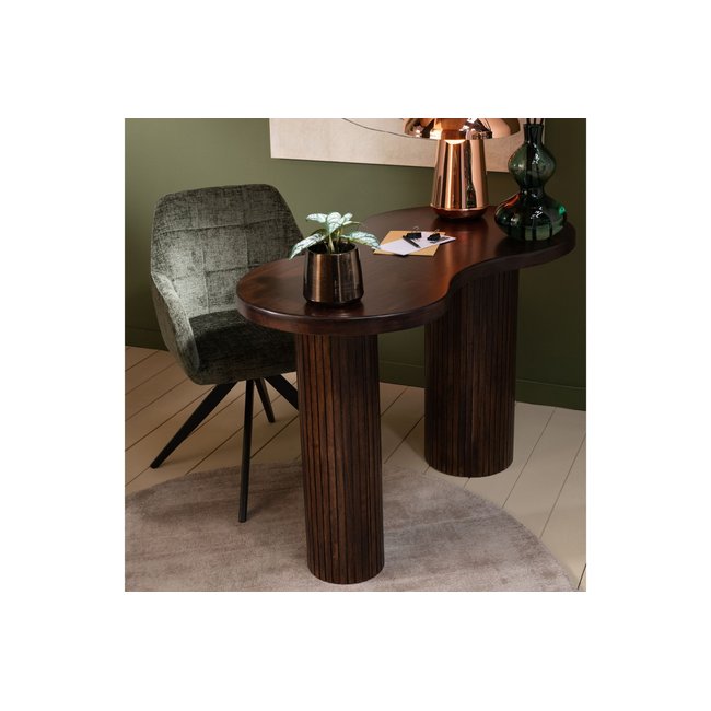 Bureau organique en bois de manguier brun L120 - NUTLEY Couleur marron <span itemprop=
