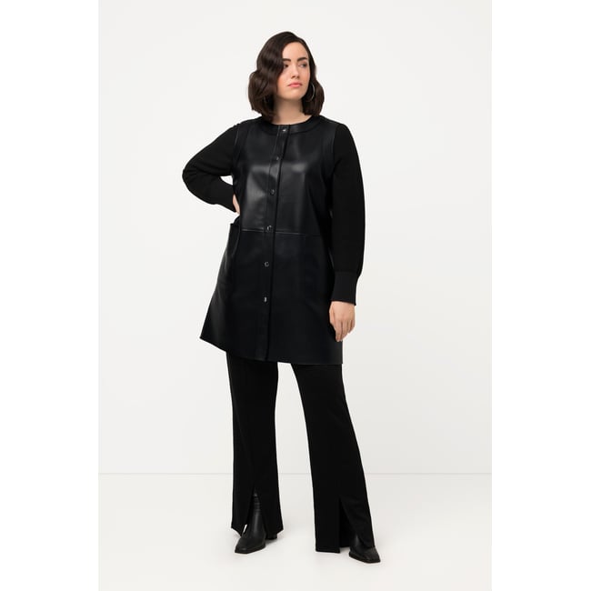Gilet sans manches réversible. Effet cuir noir <span itemprop=