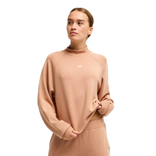 Sweatshirt de sport RISE & VIBE SWEET HIGH NECK. marron cafe au lait <span itemprop=
