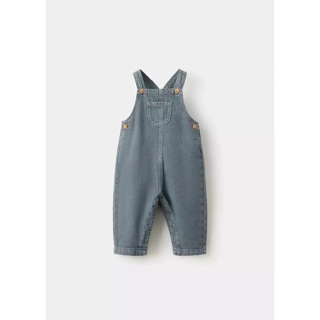 Salopette denim poches bleu <span itemprop=