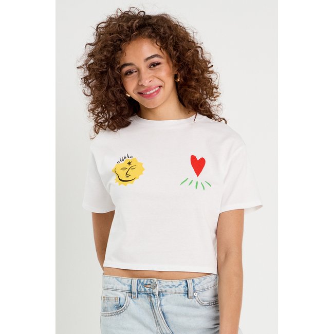 T-shirt cropped blanc <span itemprop=