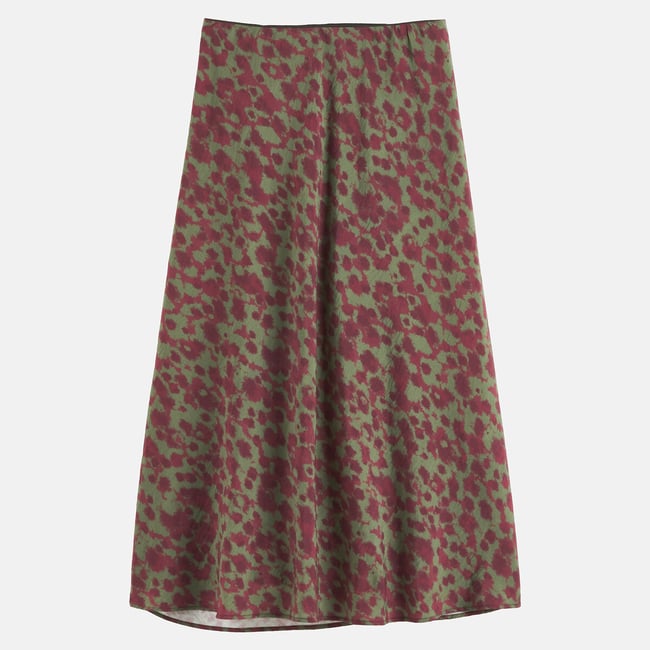Jupe longue imprimé tie and dye imprimé prune <span itemprop=