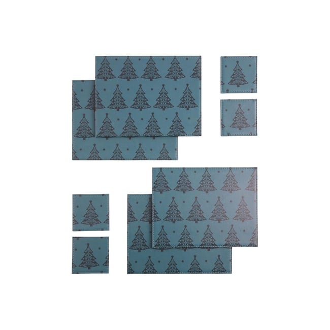 Set de table et sous-verre noël, lot 4 Couleur bleu marine <span itemprop=