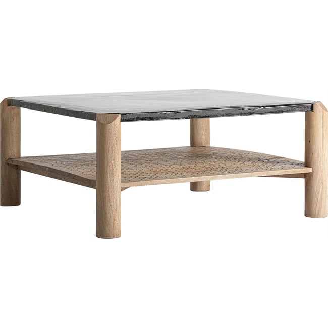 Table basse bois et verre S.JACQUARD Couleur marron et transparent <span itemprop=