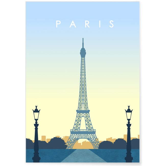 Affiche ville Paris 3 Couleur blanc <span itemprop=