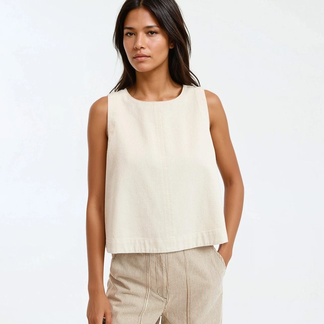 Top sans manches en denim, col rond - LA REDOUTE COLLECTIONS
