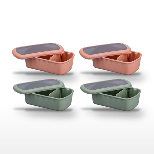 Lot de 4 lunch box 1L avec compartiments STORAGE rouge|vert <span itemprop=