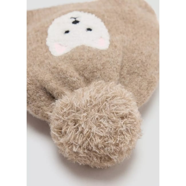 Bonnet en maille petit chien sable <span itemprop=