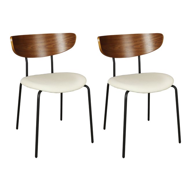 Lot de 2 chaises en bois et velours écru, RIVA Couleur beige <span itemprop=